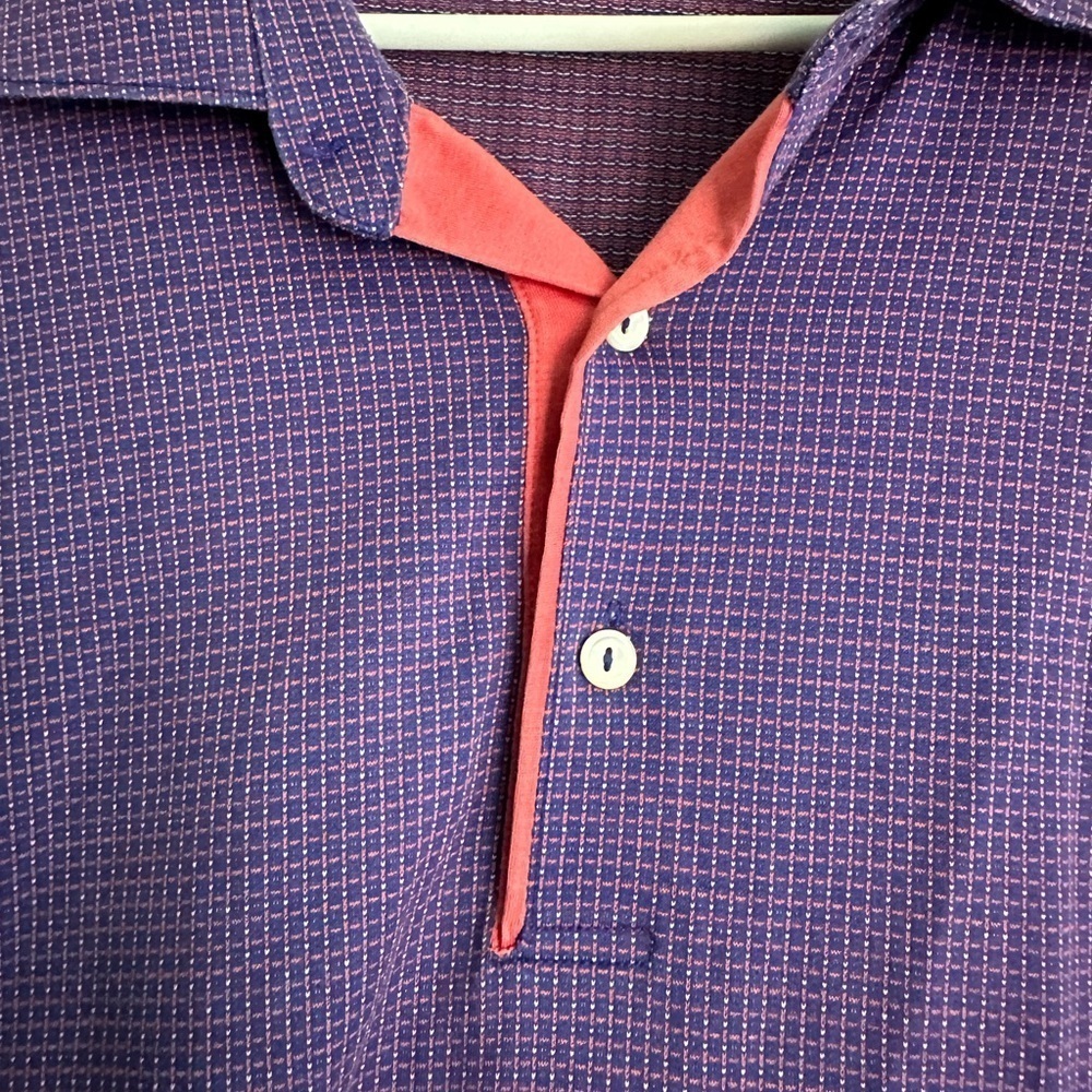 Peter Millar Purple and Pink Check Golf Polo Shirt size XL - Picture 4 of 5